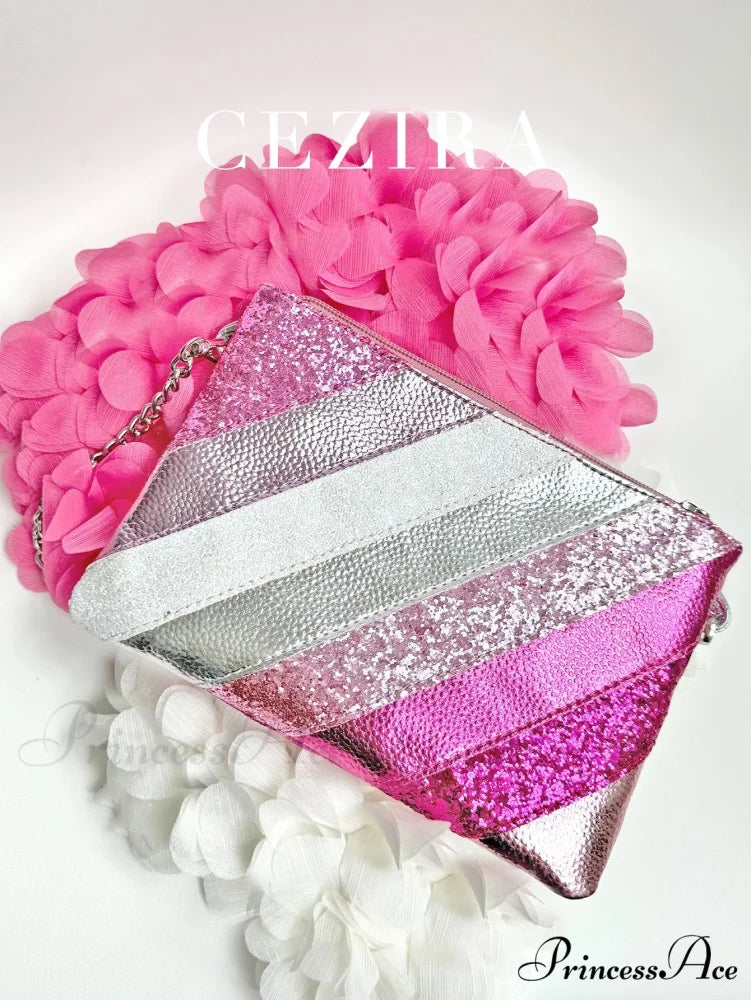 Y2K Shiny PU Leather Patchwork Wristlet