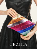 Y2K Shiny PU Leather Patchwork Wristlet