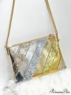 Y2K Shiny PU Leather Patchwork Wristlet