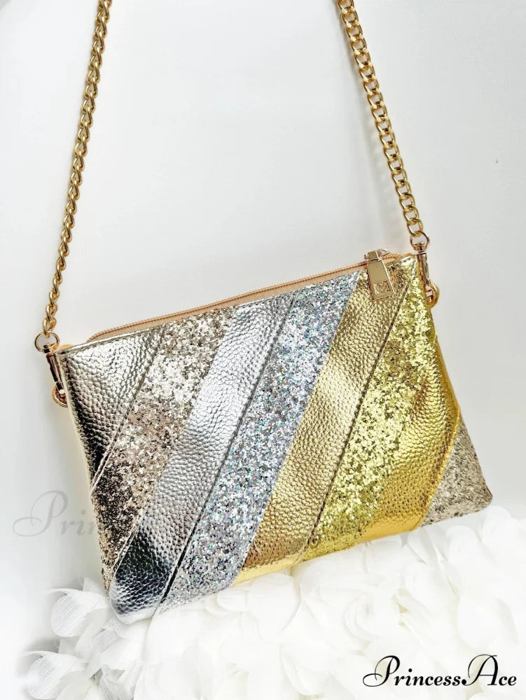 Y2K Shiny PU Leather Patchwork Wristlet