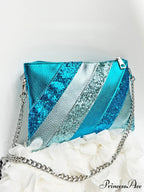 Y2K Shiny PU Leather Patchwork Wristlet