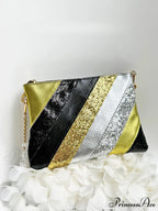 Y2K Shiny PU Leather Patchwork Wristlet