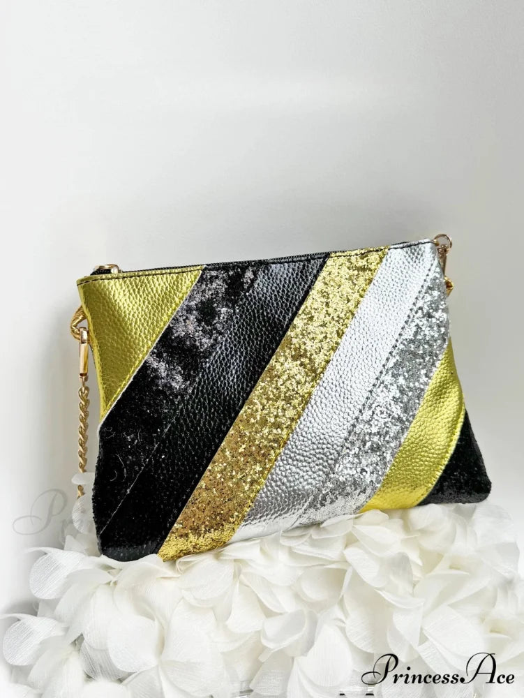 Y2K Shiny PU Leather Patchwork Wristlet