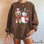 Y2K Snowman Dog Printed Christmas Hoodie