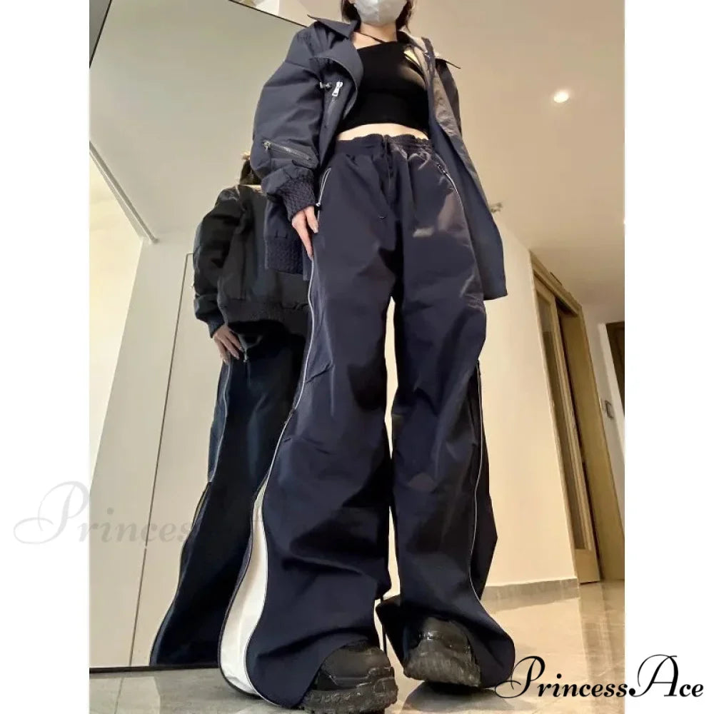 Y2K Spacious Leg Cargo Sweatpants Trousers