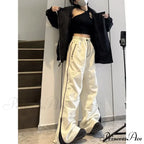 Y2K Spacious Leg Cargo Sweatpants Trousers