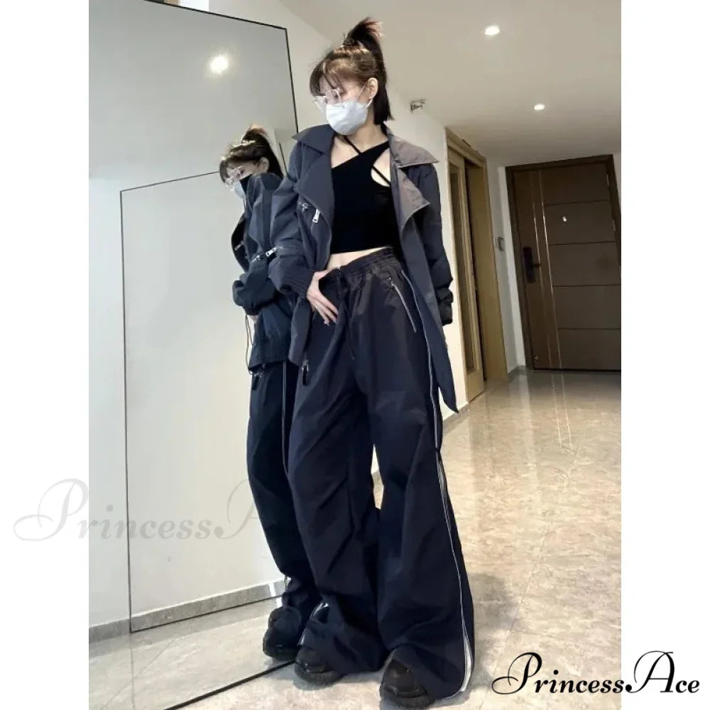 Y2K Spacious Leg Cargo Sweatpants Trousers