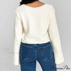 Y2K Star Print Airy Crewneck Cropped Knit Pullover Top