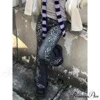 Y2K Stitched Denim Broad Trousers