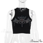 Y2K Vintage Fairy Grunge Rhinestone Graphic Crop Top