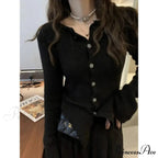 Y2k Vintage Grey Harajuku Long Sleeve Slim Casual Cardigan