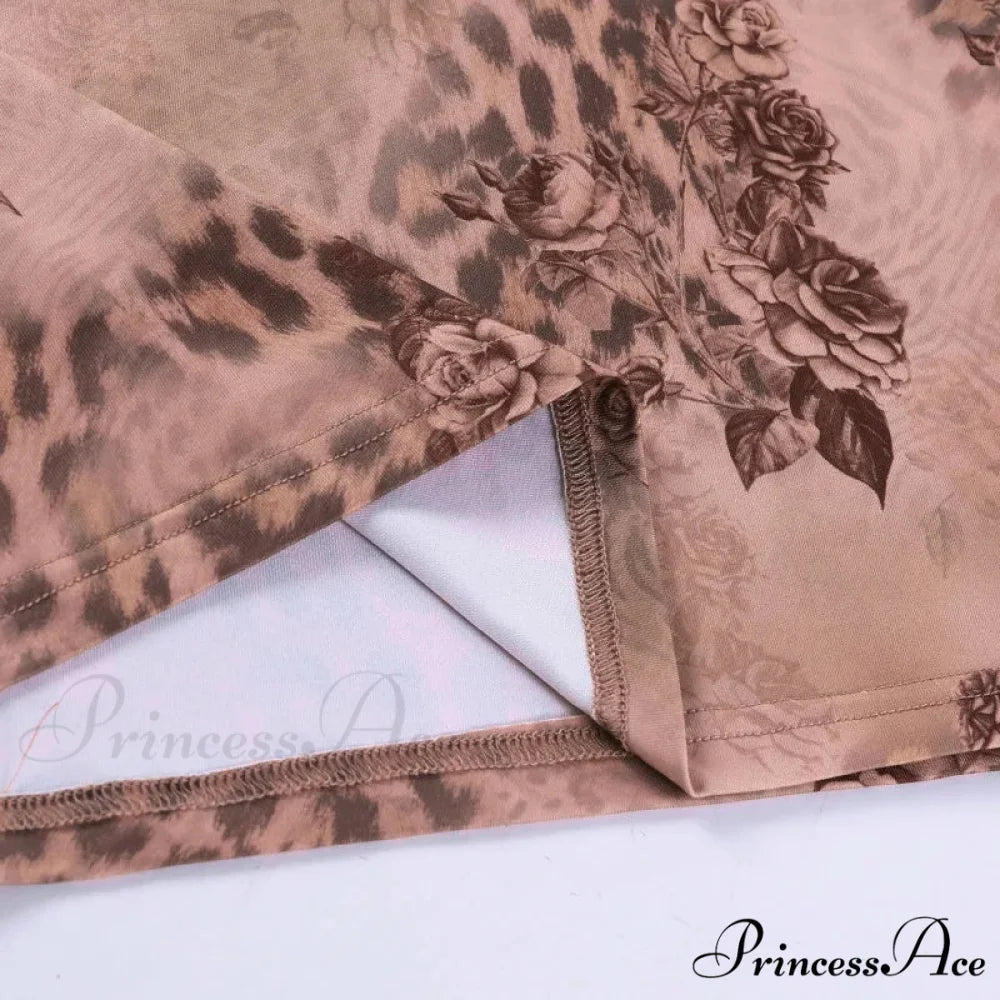 Y2K Vintage Party Mini Fashion Print Beach Style Backless Sun Floral Dress