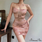 Y2K Vintage Party Mini Fashion Print Beach Style Backless Sun Floral Dress