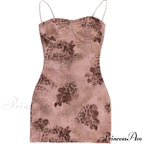 Y2K Vintage Party Mini Fashion Print Beach Style Backless Sun Floral Dress