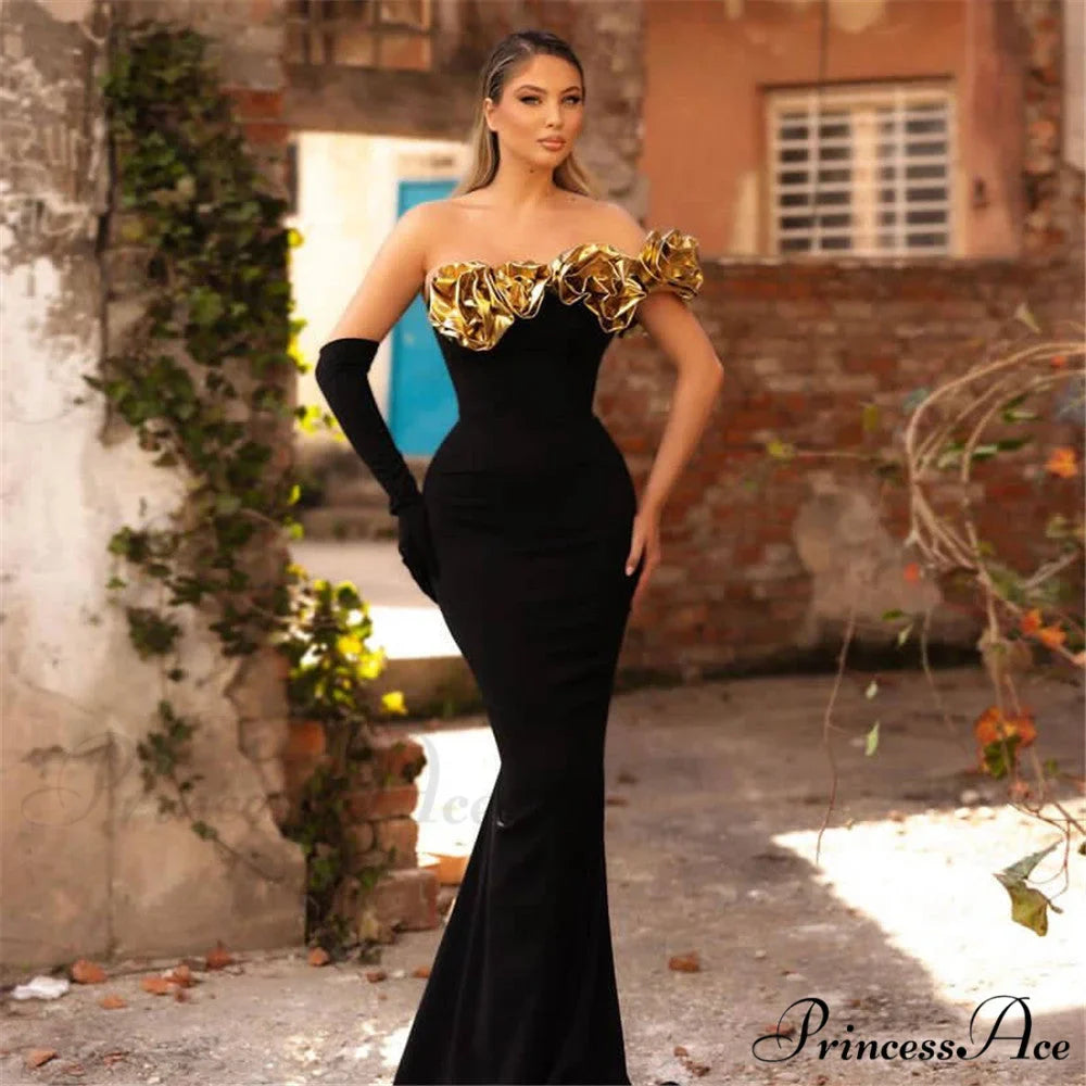 Yellow Frilly Off-The-Shoulder Bandage Formal Gown