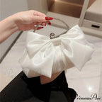 Yellow Silk Bowknot Evening Bag Women Sophisticated Banquet Shoulder Handbag