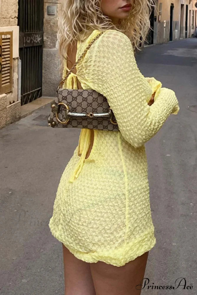 Yellow Tie-back Pack Hip Dress