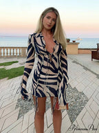 Zebra Long Sleeve Mini Dress