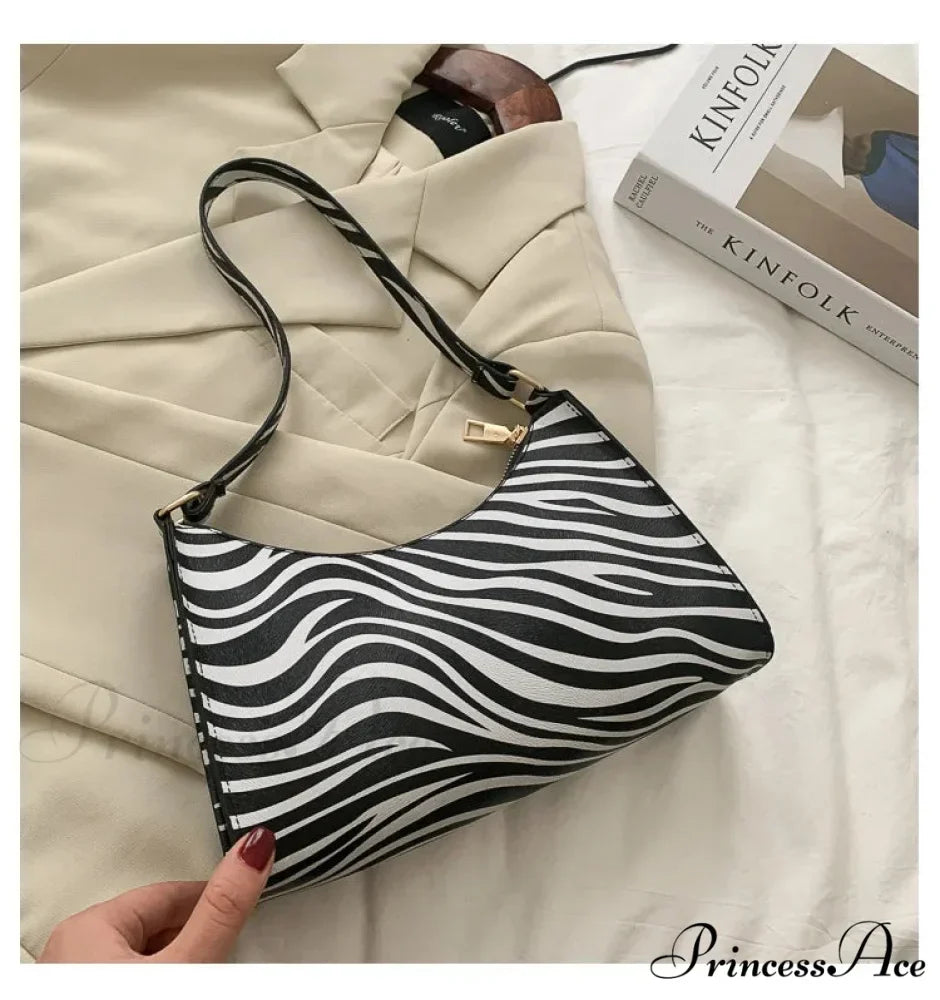 Zebra Pattern Faux Leather Underarm Shoulder Purse