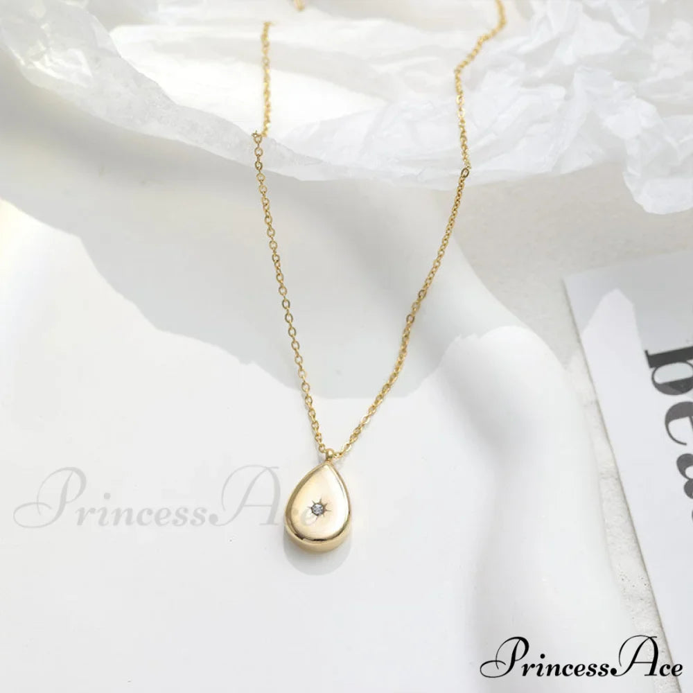 ZIircon Inlaid Temperament 14K Gold Clavicle Necklace
