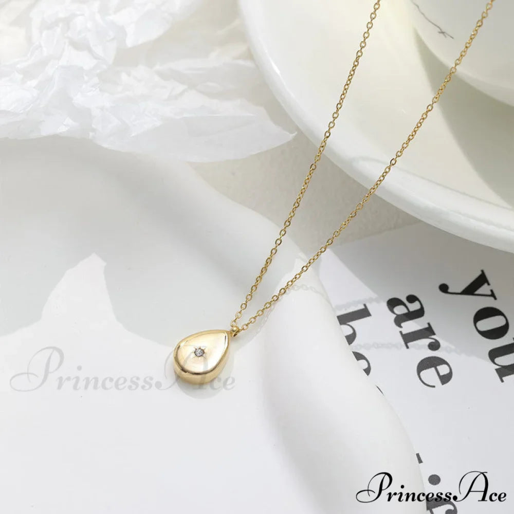 ZIircon Inlaid Temperament 14K Gold Clavicle Necklace