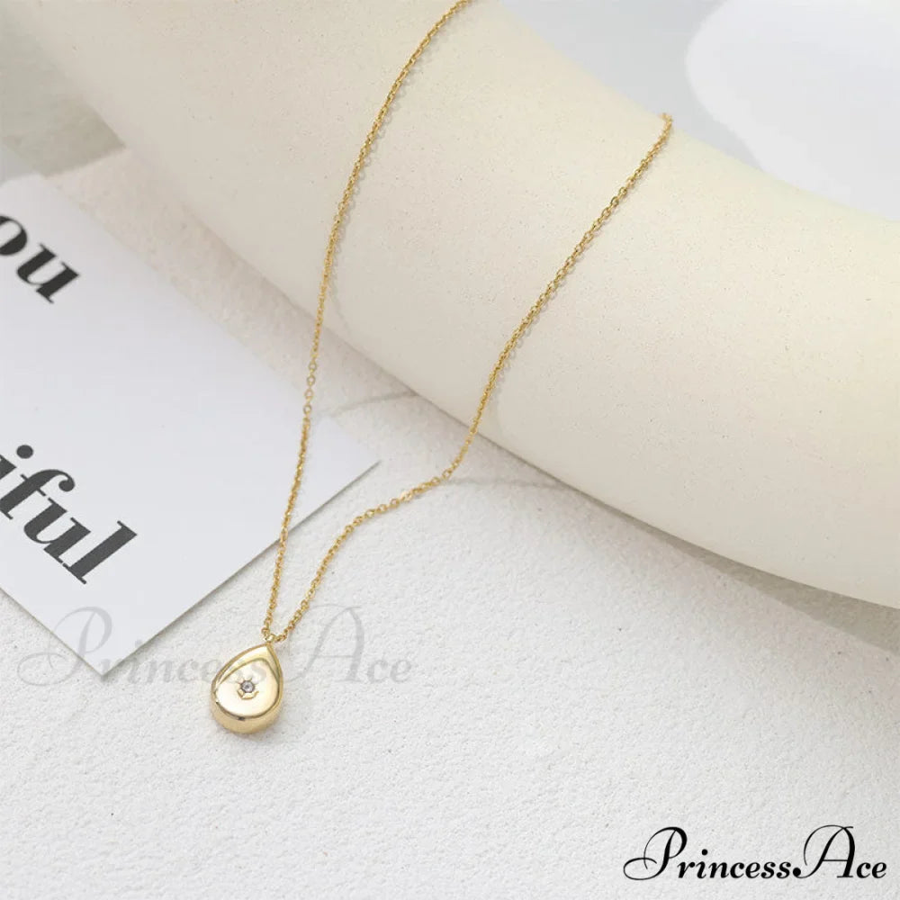 ZIircon Inlaid Temperament 14K Gold Clavicle Necklace