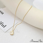 ZIircon Inlaid Temperament 14K Gold Clavicle Necklace