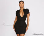 Zip Up Stylish Chic Mini Dress