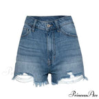 Zipper Fly Fashion Retro Blue Hot Pants Streetwear