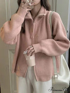 Zippered Knit CardiganModified Output: Enclosed Knitted Cardigan